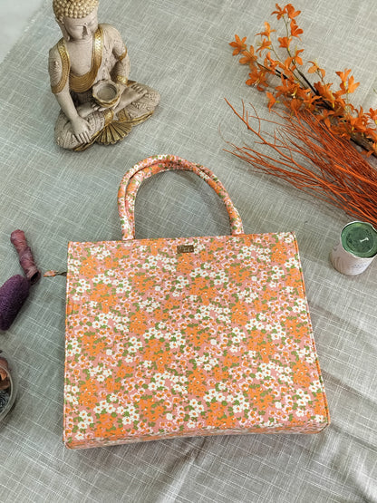 Orange Lilac Large Tote Bag