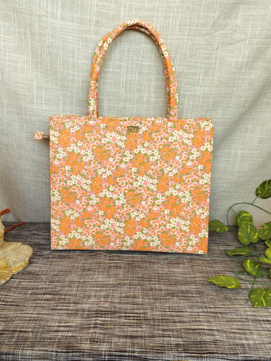 Orange Lilac Large Tote Bag
