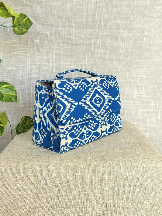 Modern Ikat Box Sling Bag With Handles