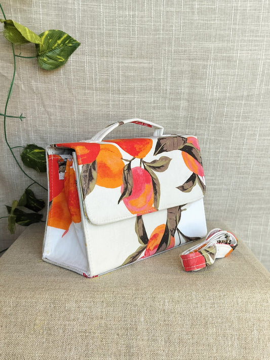Orange Fruit Box Sling Bag With Handles