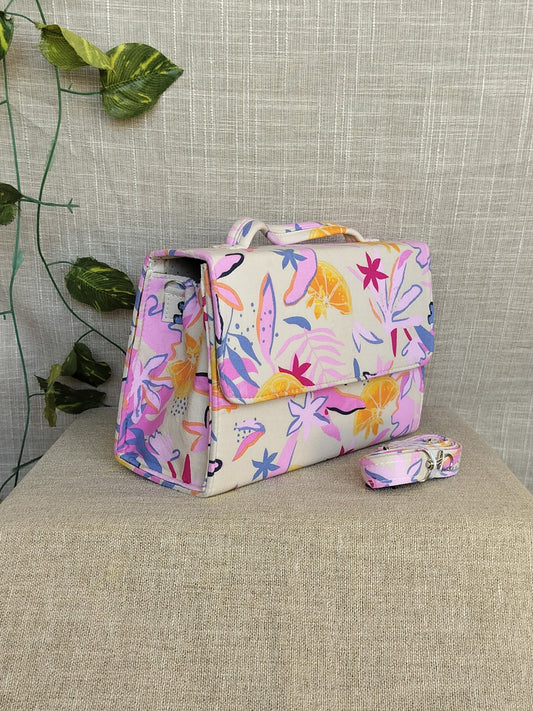 Flower Cocktail Box Sling Bag With Handles