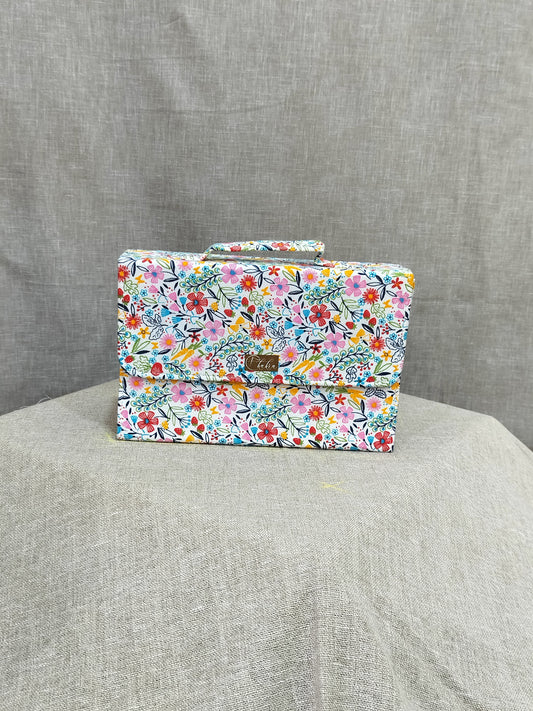 Floral Graffiti Box Sling Bag With Handles