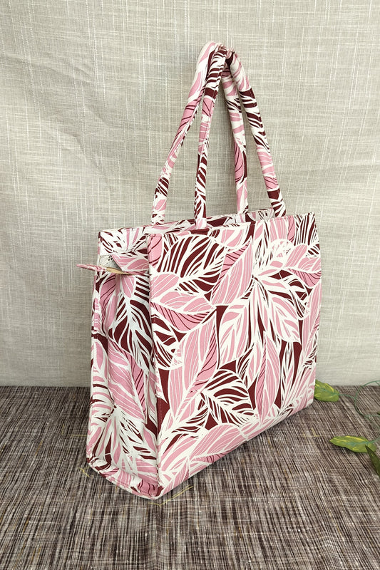 Cherry Blossom Leaves Large Tote Bag