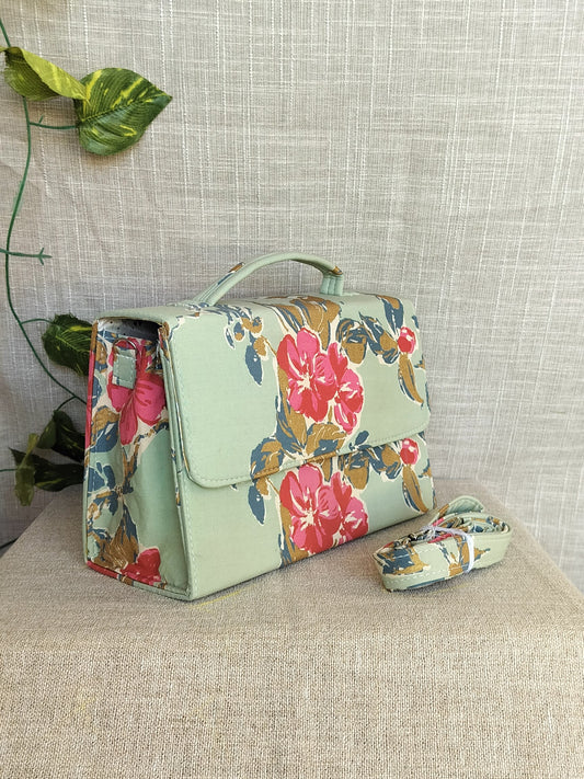Pastel Rose Box Sling Bag With Handles